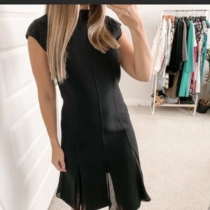 Oscar de la Renta Wool Fit and Flare Dress Black